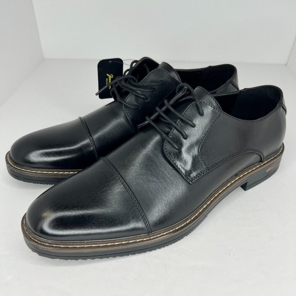 Jousen Mens DDH23021 Black Polished Oxford Leather Cap Toe Size 13 Dress Shoes
